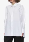 Givenchy Cotton Shirt Asymmetric Hemline Long Sleeves Buttoned Cuffs In White