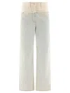 Givenchy Women Oversized Denim And Tweed Mixed Jeans With 4g Detail In White