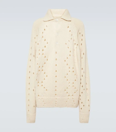 Givenchy Oversized Pointelle Wool Sweater In White