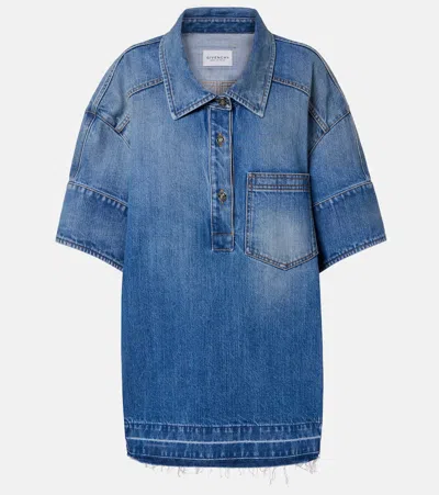 Givenchy Oversized Polo Denim Minidress In Blue