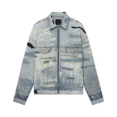 Pre-owned Givenchy Oversized V Pocket 4g Rivet Zip Jacket 'light Blue' | Black | Men's Size S