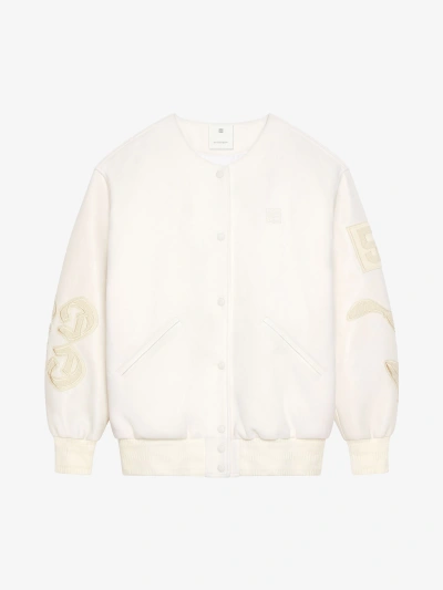 Givenchy Oversized Varsity Jacket In Wool And Leather In Ivory