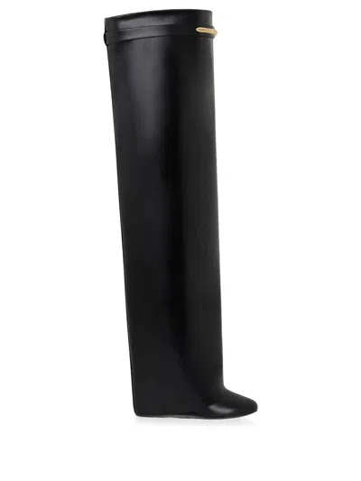 Givenchy Over-the-knee Cuissard Shark Pinch Leather Boots In Black