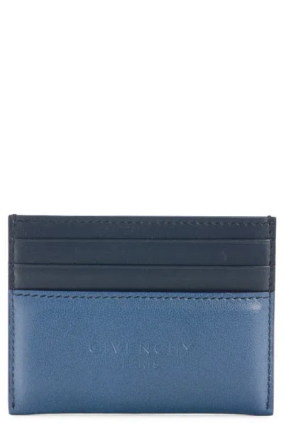 Givenchy Padded Colorblock Leather Card Case In Blue