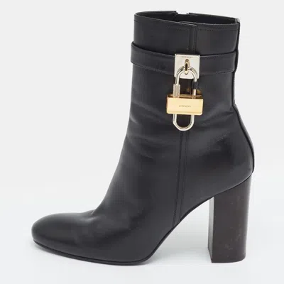 Pre-owned Givenchy Padlock Size 39 Black Leather Ankle Length Boots