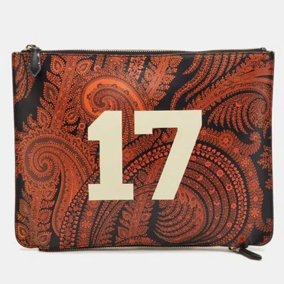 Pre-owned Givenchy Paisley Print 17 Leather Flat Zip Pouch In Multi