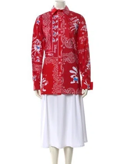 Pre-owned Givenchy Paisley Print Mock Neck Tunic W/ Tags In Red