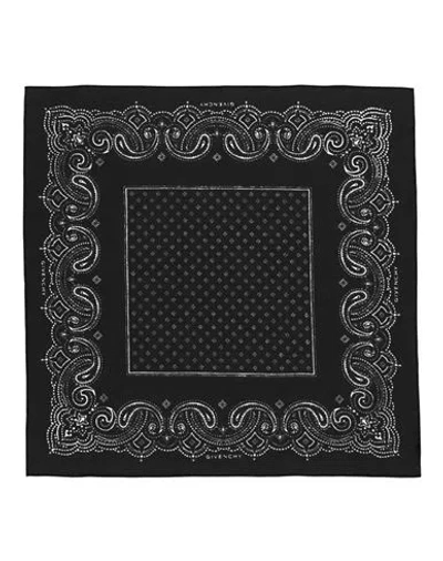 Givenchy Paisley Print Pocket Square Man Scarf Black Size - Cotton