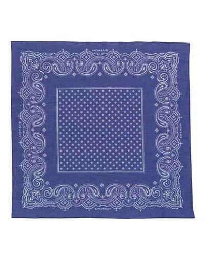 Givenchy Paisley Print Pocket Square Man Scarf Blue Size - Cotton