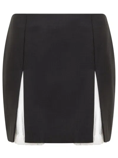 Givenchy Mini Skirt In Wool And Mohair With Contrasted Inserts In Black