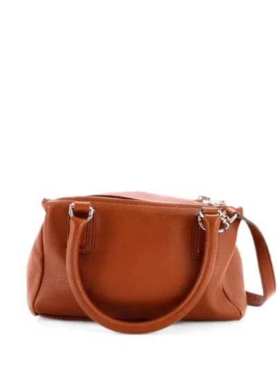 Pre-owned Givenchy Pandora Bag Leather Small Satchel In Brown