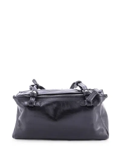 Pre-owned Givenchy Pandora Bag Patent Mini Shoulder Bag In Black
