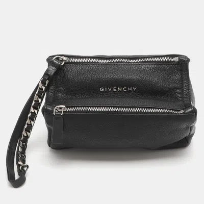 Pre-owned Givenchy Pandora Black Leather Wristlet Clutch