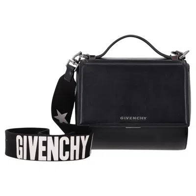 Pre-owned Givenchy Pandora Box Logo Leather Bag In Black