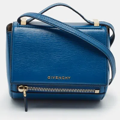Pre-owned Givenchy Pandora Box Mini Blue Leather Crossbody Bag