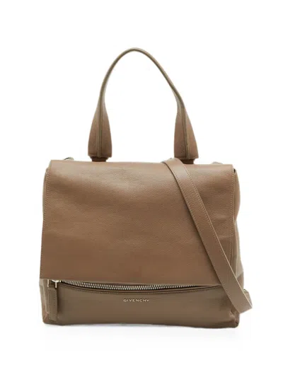 Pre-owned Givenchy Pandora Flap Top Handle Bag In Neutral