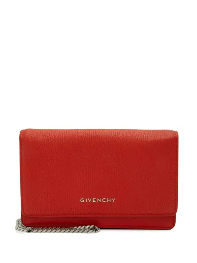 Pre-owned Givenchy Pandora Leather Chain Clutch Bag In Red