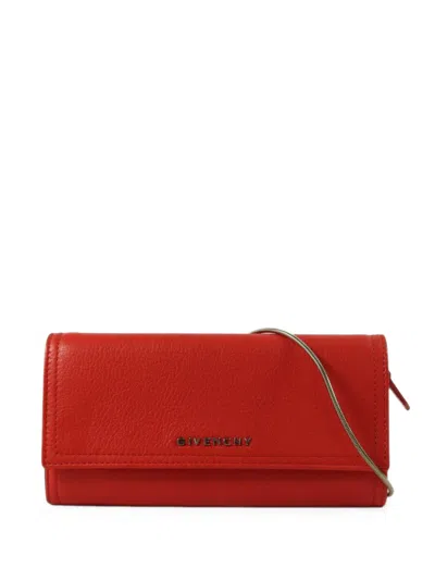 Pre-owned Givenchy Pandora Leather Mini Shoulder Bag In Red