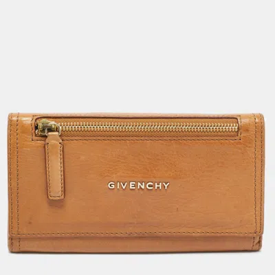 Pre-owned Givenchy Pandora Tan Leather Continental Wallet