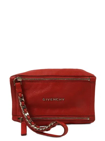 Pre-owned Givenchy Pandora Wristlet Pouch In Red