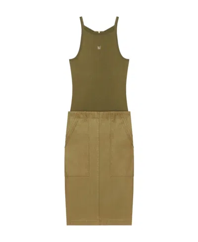 GIVENCHY CARGO DRESS IN MIXED KNIT AND CANVAS