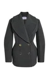 Givenchy Panelled Felted Pea Coat In Gray