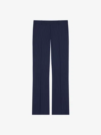 Givenchy Slim Fit Striped Tailored Pants In Wool In Navy