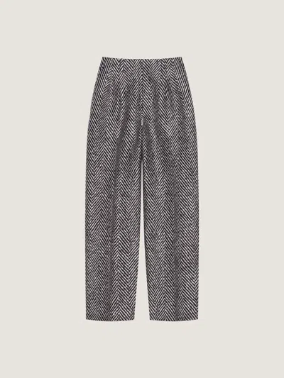 Givenchy Pantalon Double Plis À Chevrons En Laine Et Soie In Gray