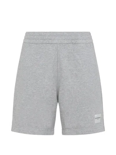 Givenchy Cotton Logo-patch Shorts In Gray