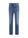 Givenchy Blue Five-pocket Jeans With Logo Patch On The Back In Denim Man In Blue