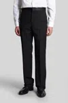 Givenchy Slim Fit Tailored Pants In Wool With Satin In Black
