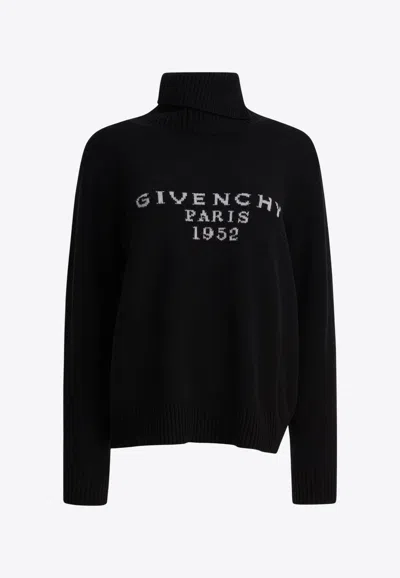 Givenchy Turtleneck Logo Wool-cashmere Sweater In Animal Print