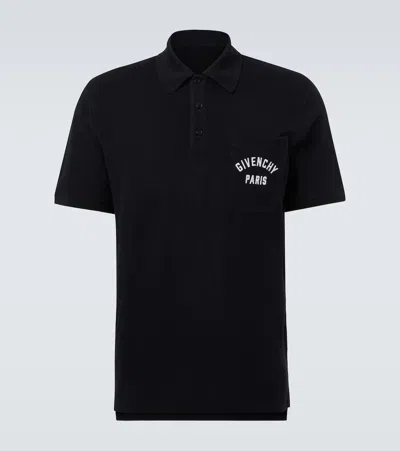 Givenchy Dark Blue Polo Shirt With Logo Embroidery Men In Black
