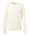 Givenchy Mens Ecru Brand-embroidery Crewneck Cotton Jumper In White