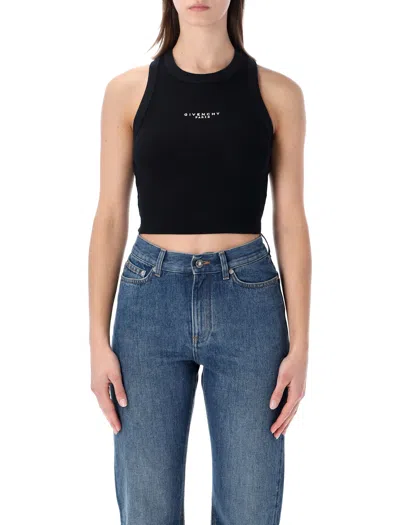 Givenchy Women Cropped Tank Top With Logo In Black