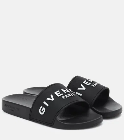 Givenchy Logo Printed Rubber Slides In Black