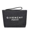 Givenchy Paris Logo Printed Zipped Clutch Bag In Black