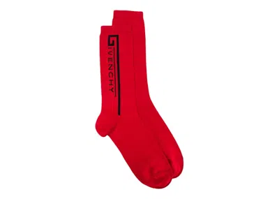 Pre-owned Givenchy Paris Logo Socks In Red/black