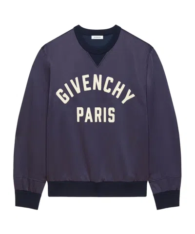 Givenchy Paris Logo Zigzag Embroidered Sweatshirt In Blue