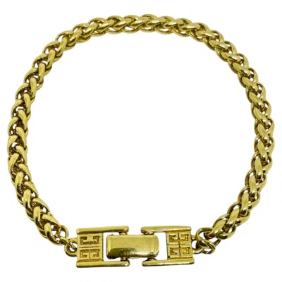 Pre-owned Givenchy Paris New York Logo Signed Gold Tone Wheat Chain Designer Bracelet In Multiple