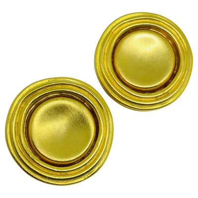 Pre-owned Givenchy Paris New York Signed Vintage Matte Gold Tone Designer Clip On Earrings In Multiple