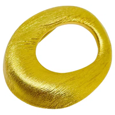 Pre-owned Givenchy Paris New York Vintage Brushed Gold Tone Modernist Designer Brooch In Multi