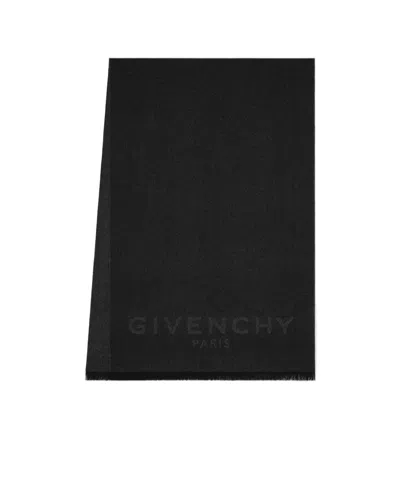 Givenchy Paris Scarf In Wool And Cashmere In Black
