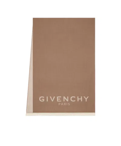 Givenchy Paris Scarf In Wool And Cashmere In Light Brown