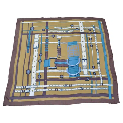 Pre-owned Givenchy Paris, Scarf With Belt And Buckle Motifs In Brown
