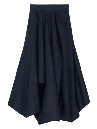 Givenchy Paris Signature Embroidered Cotton Mini Skirt With Back Zip In Blu