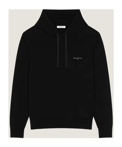 Givenchy Paris Signature Embroidered Drawstring Hoodie In Black