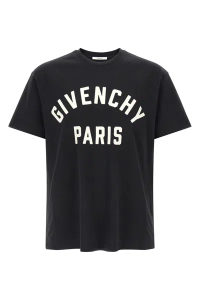 Givenchy Men Black Crewneck T-shirt With Maxi Logo Lettering On The Front In Cotton Man