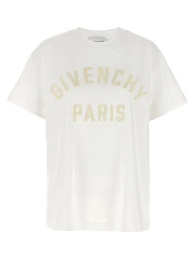Givenchy Paris Logo Zigzag Stitching T-shirt In White