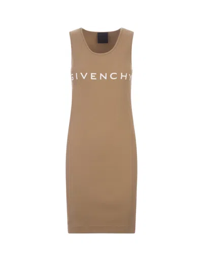 Givenchy Paris Tank Top Dress In Beige Jersey In Brown